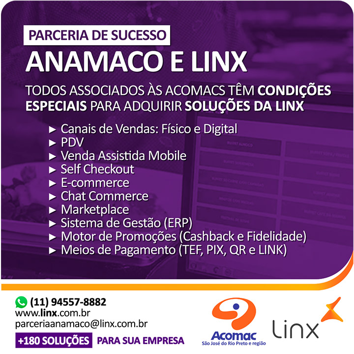Parceria de Sucesso: Linx firma parceria com Anamaco - Todos associados ACOMAC serão beneficiados!