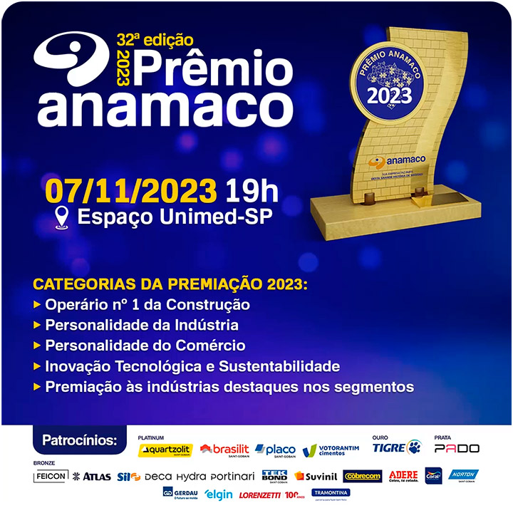 Prêmio Anamaco – Oscar da Construção - Categorias da Premiação e Patrocinadores 2023