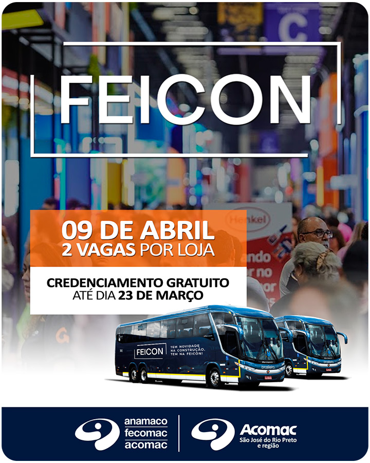 Feicon 2026 – Maior feira de Construção Civil da América Latina - Associados Acomac participam gratuitamente da feira!