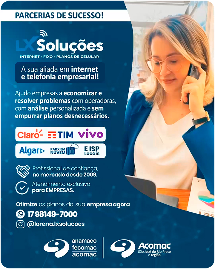 Parceria com a LX Soluções: mais economia e tranquilidade em telefonia e internet para os associados! - Consultoria em telefonia e internet empresarial