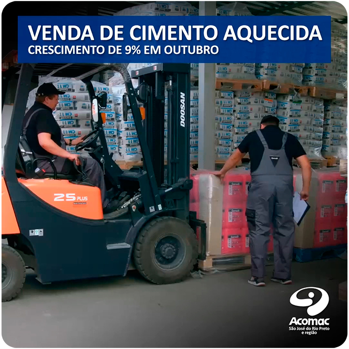 Venda de Cimento Aquecida - Crescimento de 9% em Outubro